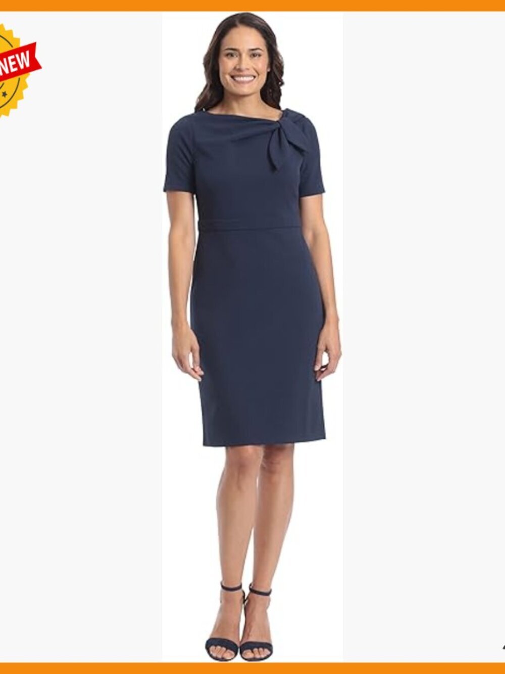 Sheath Dress with Bow Detail, Polyester, Size 8, Office Wear